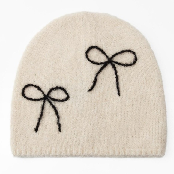 BNWT ZARA THICK KNIT BOW BEANIE main image 5